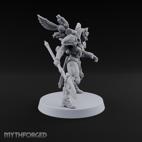 The Temple Cat Went Orbital Tabaxi Female Warrior with Ankh Spear and Winged Backpack