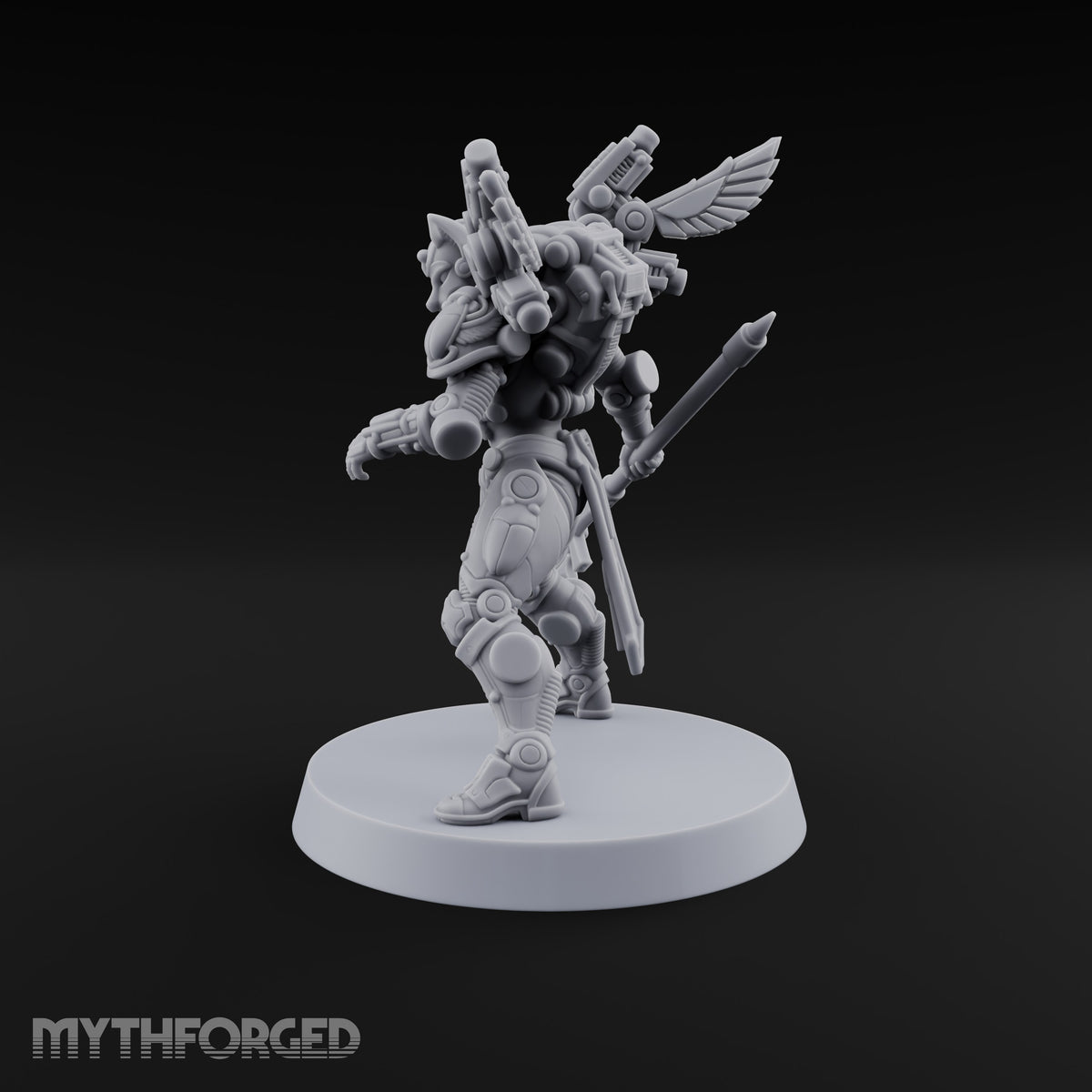 The Temple Cat Went Orbital Tabaxi Female Warrior with Ankh Spear and Winged Backpack