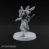 The Temple Cat Went Orbital Tabaxi Female Warrior with Ankh Spear and Winged Backpack