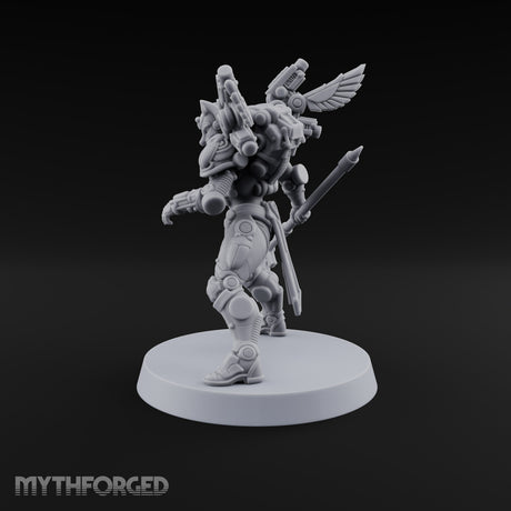 The Temple Cat Went Orbital Tabaxi Female Warrior with Ankh Spear and Winged Backpack