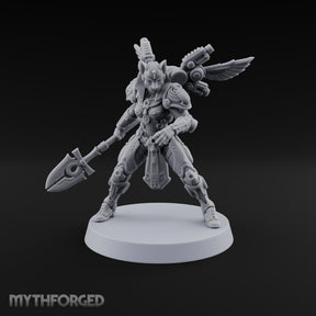The Temple Cat Went Orbital Tabaxi Female Warrior with Ankh Spear and Winged Backpack