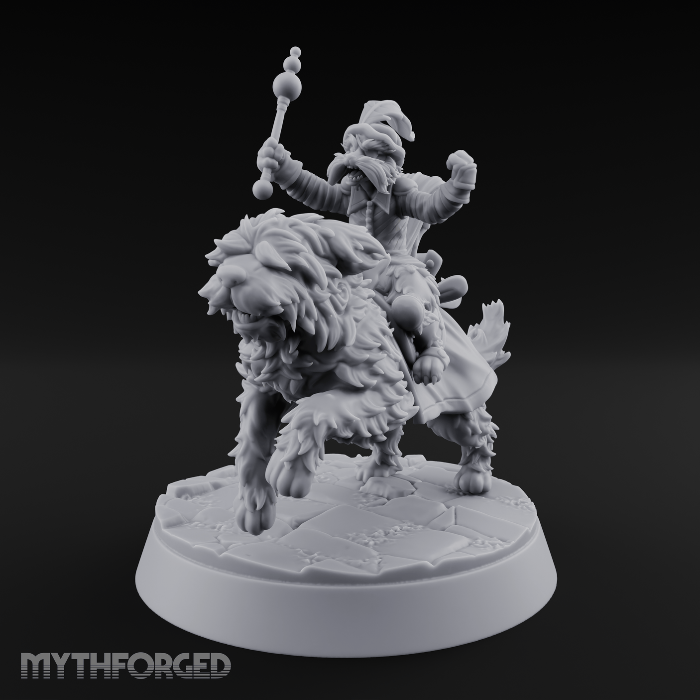 Halfling Doggie Rider Miniature for Dungeons and Dragons, Pathfinder or other TTRPGs