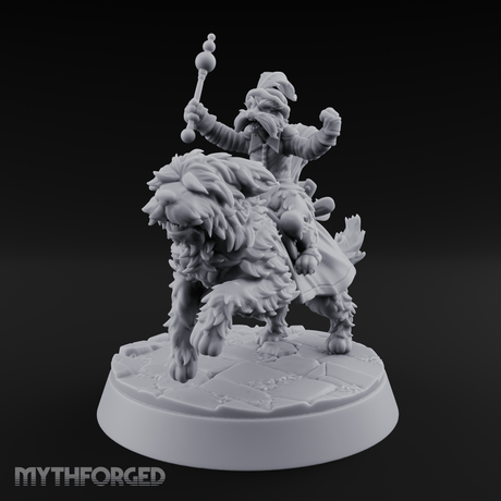 Halfling Doggie Rider Miniature for Dungeons and Dragons, Pathfinder or other TTRPGs