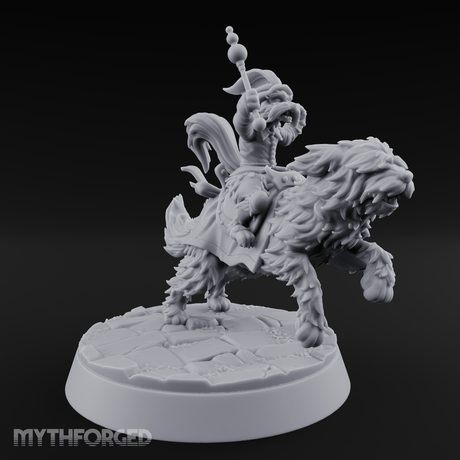 Halfling Doggie Rider Miniature for Dungeons and Dragons, Pathfinder or other TTRPGs