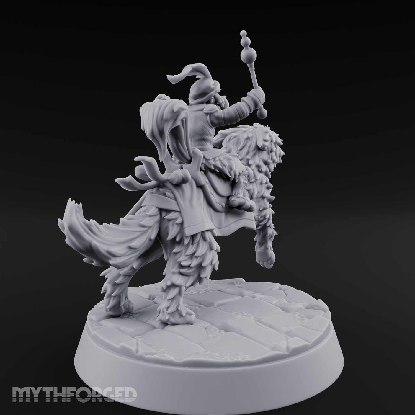 Halfling Doggie Rider Miniature for Dungeons and Dragons, Pathfinder or other TTRPGs