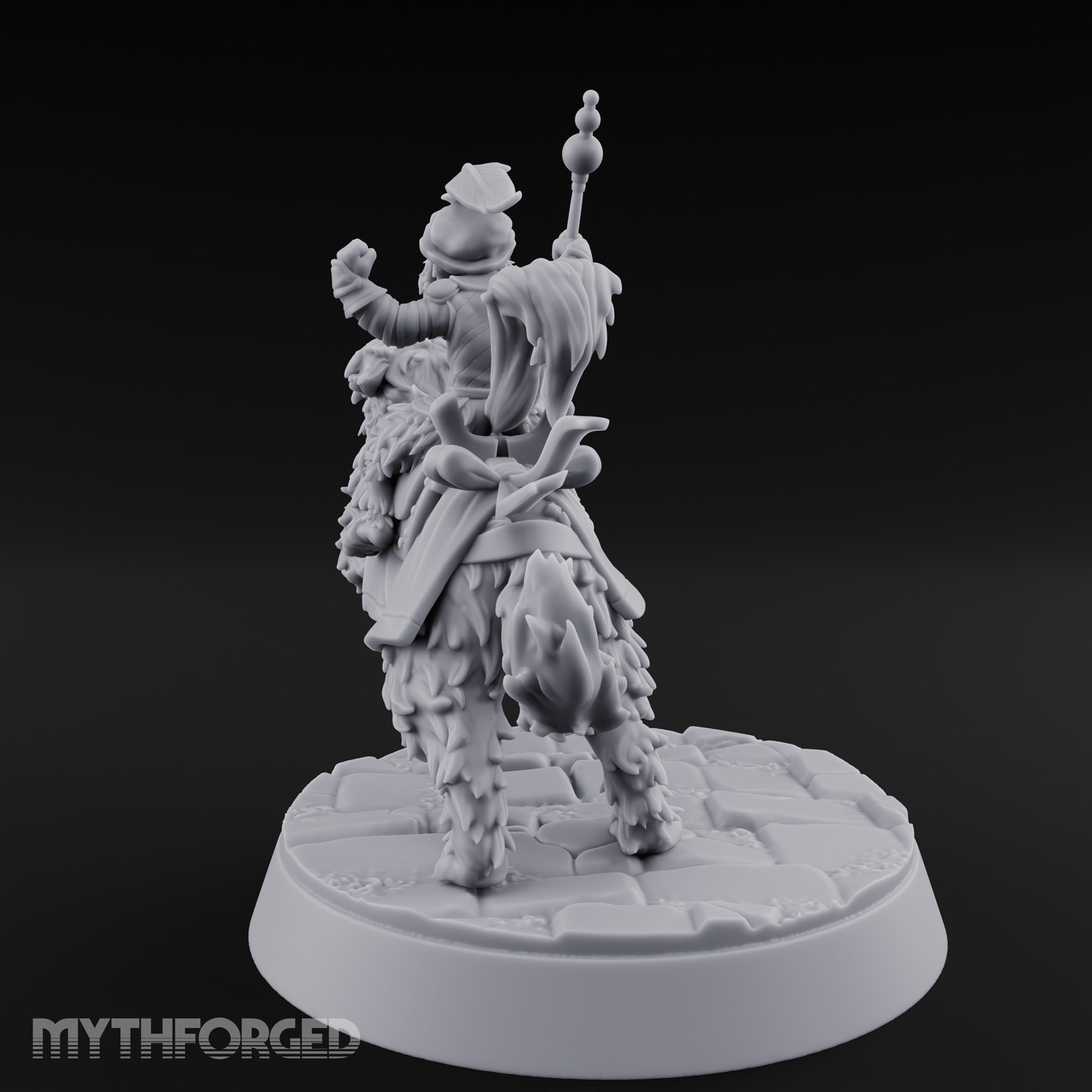 Halfling Doggie Rider Miniature for Dungeons and Dragons, Pathfinder or other TTRPGs