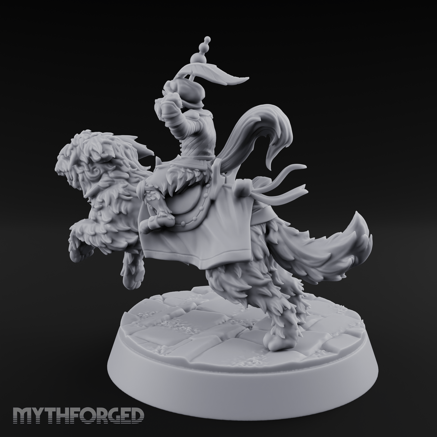 Halfling Doggie Rider Miniature for Dungeons and Dragons, Pathfinder or other TTRPGs