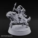 Halfling Doggie Rider Miniature for Dungeons and Dragons, Pathfinder or other TTRPGs