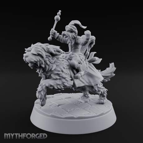 Halfling Doggie Rider Miniature for Dungeons and Dragons, Pathfinder or other TTRPGs