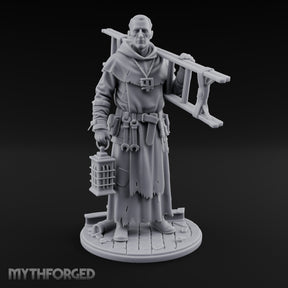 Ladder Lugging Human Friar Miniature for Dungeons and Dragons, Pathfinder or other TTRPGs