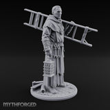 Ladder Lugging Human Friar Miniature for Dungeons and Dragons, Pathfinder or other TTRPGs