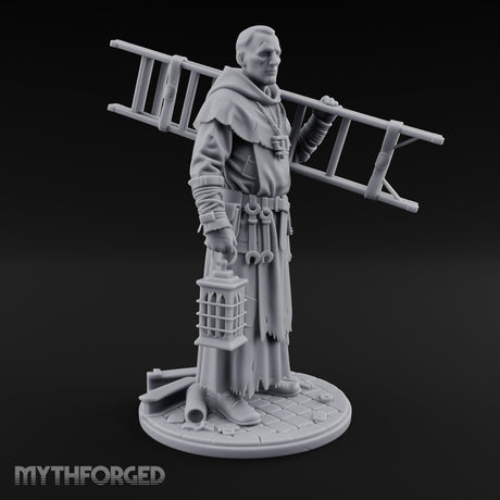 Ladder Lugging Human Friar Miniature for Dungeons and Dragons, Pathfinder or other TTRPGs