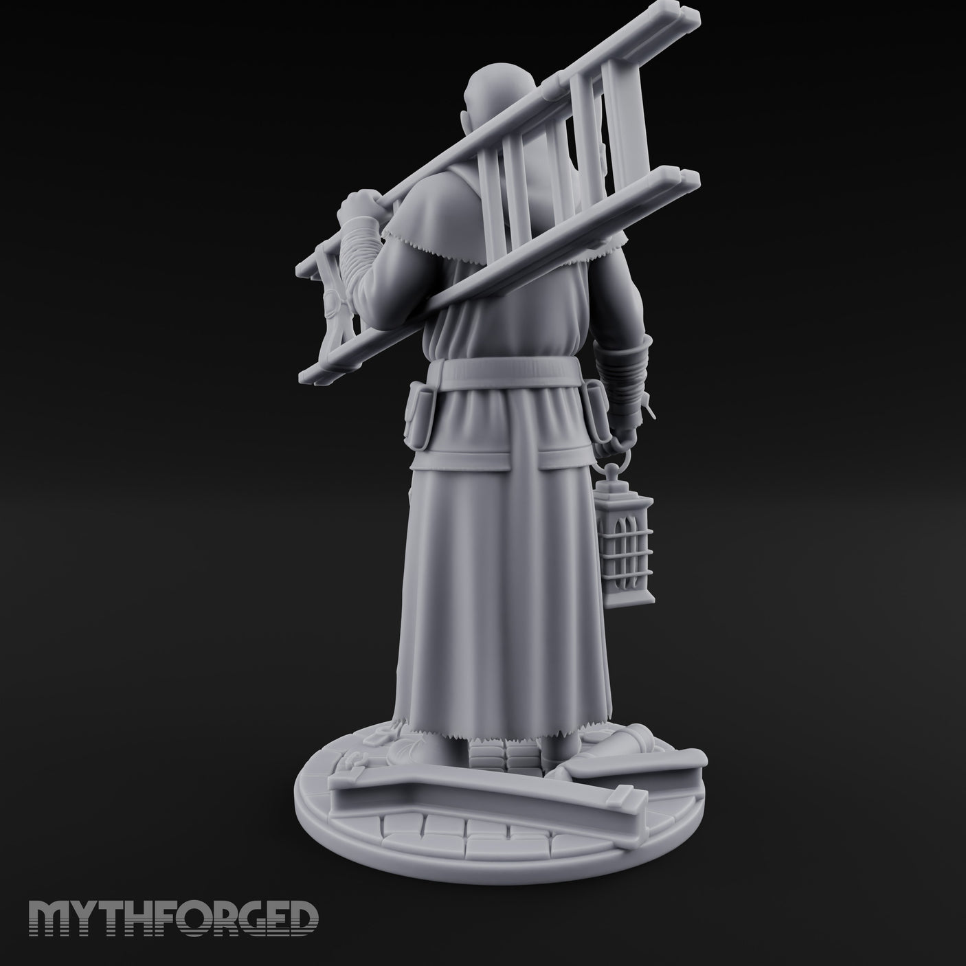 Ladder Lugging Human Friar Miniature for Dungeons and Dragons, Pathfinder or other TTRPGs