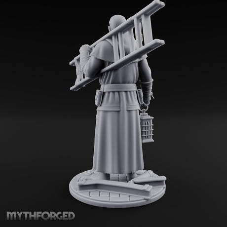 Ladder Lugging Human Friar Miniature for Dungeons and Dragons, Pathfinder or other TTRPGs