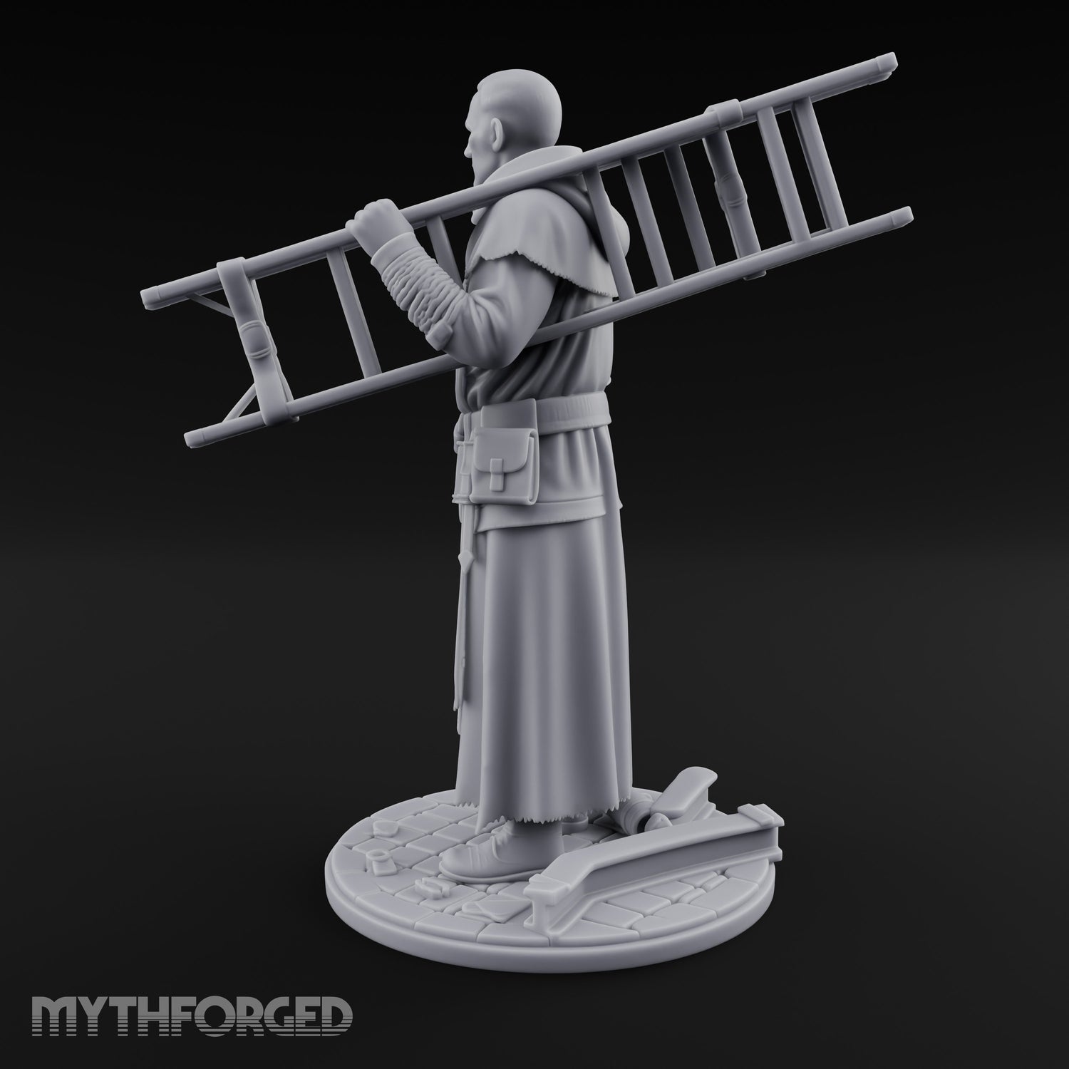 Ladder Lugging Human Friar Miniature for Dungeons and Dragons, Pathfinder or other TTRPGs