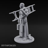 Ladder Lugging Human Friar Miniature for Dungeons and Dragons, Pathfinder or other TTRPGs