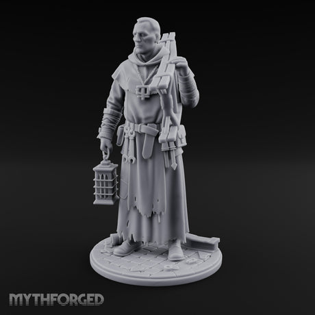 Ladder Lugging Human Friar Miniature for Dungeons and Dragons, Pathfinder or other TTRPGs