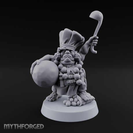 Ladle Brandishing Goblin Chef Miniature for Dungeons and Dragons, Pathfinder or other TTRPGs