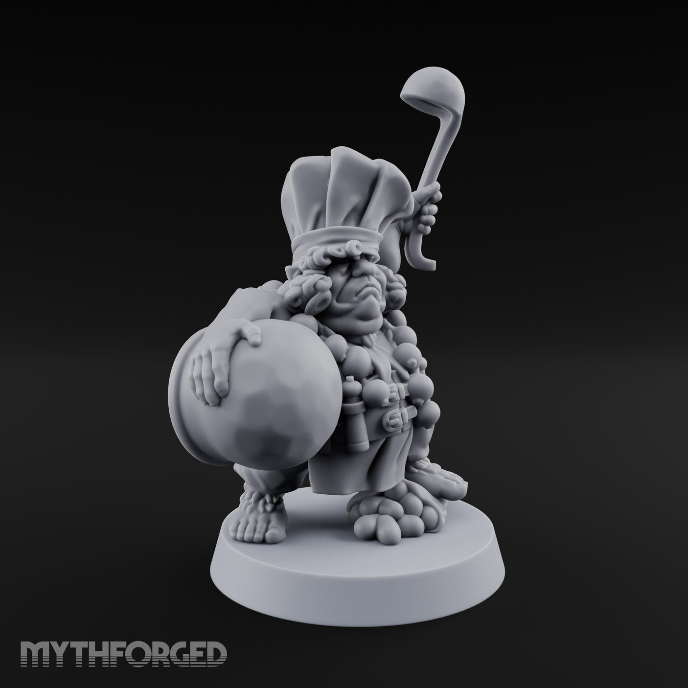 Ladle Brandishing Goblin Chef Miniature for Dungeons and Dragons, Pathfinder or other TTRPGs