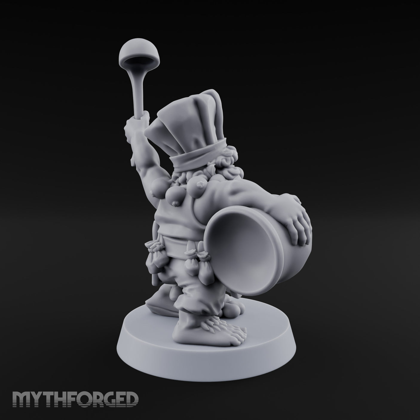 Ladle Brandishing Goblin Chef Miniature for Dungeons and Dragons, Pathfinder or other TTRPGs