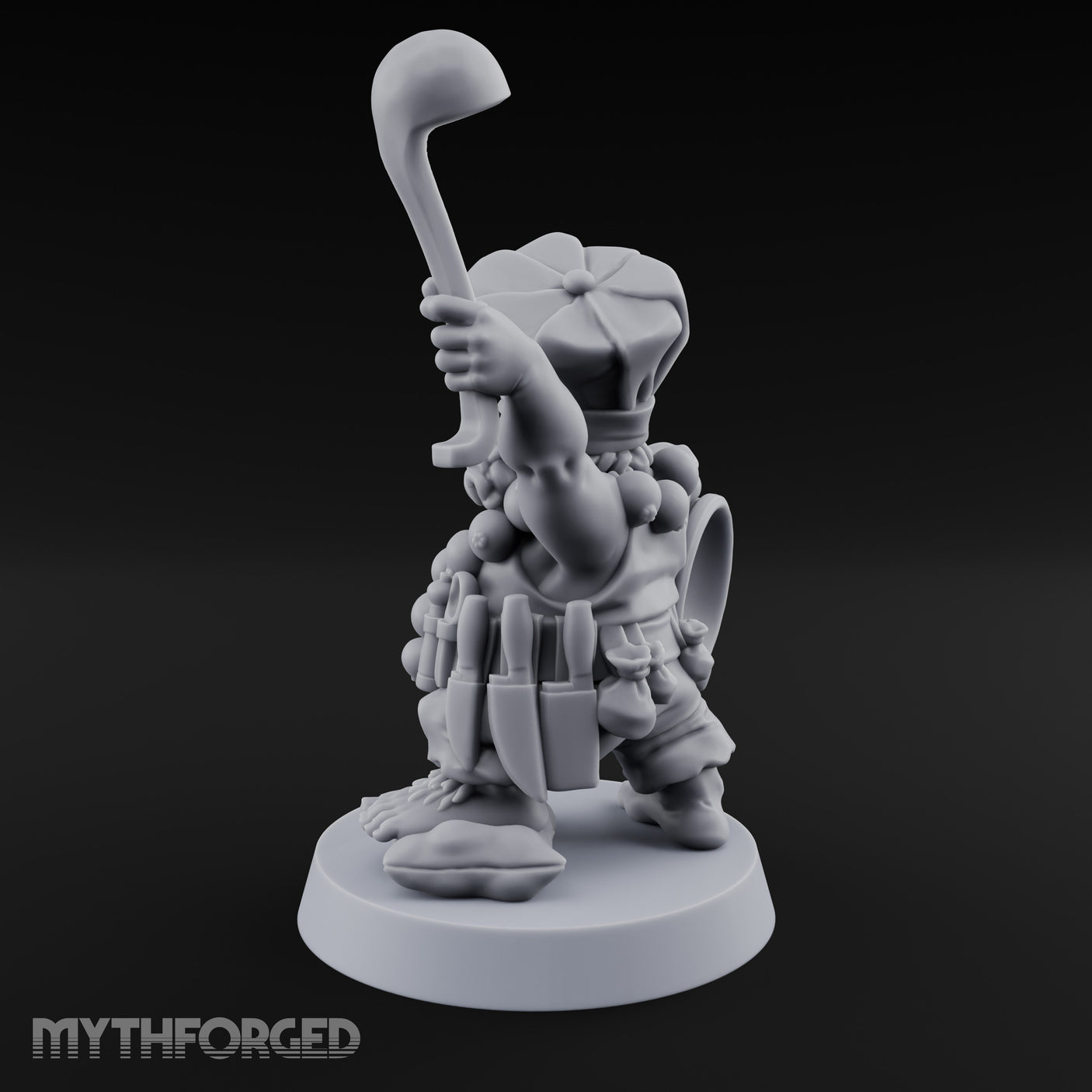 Ladle Brandishing Goblin Chef Miniature for Dungeons and Dragons, Pathfinder or other TTRPGs