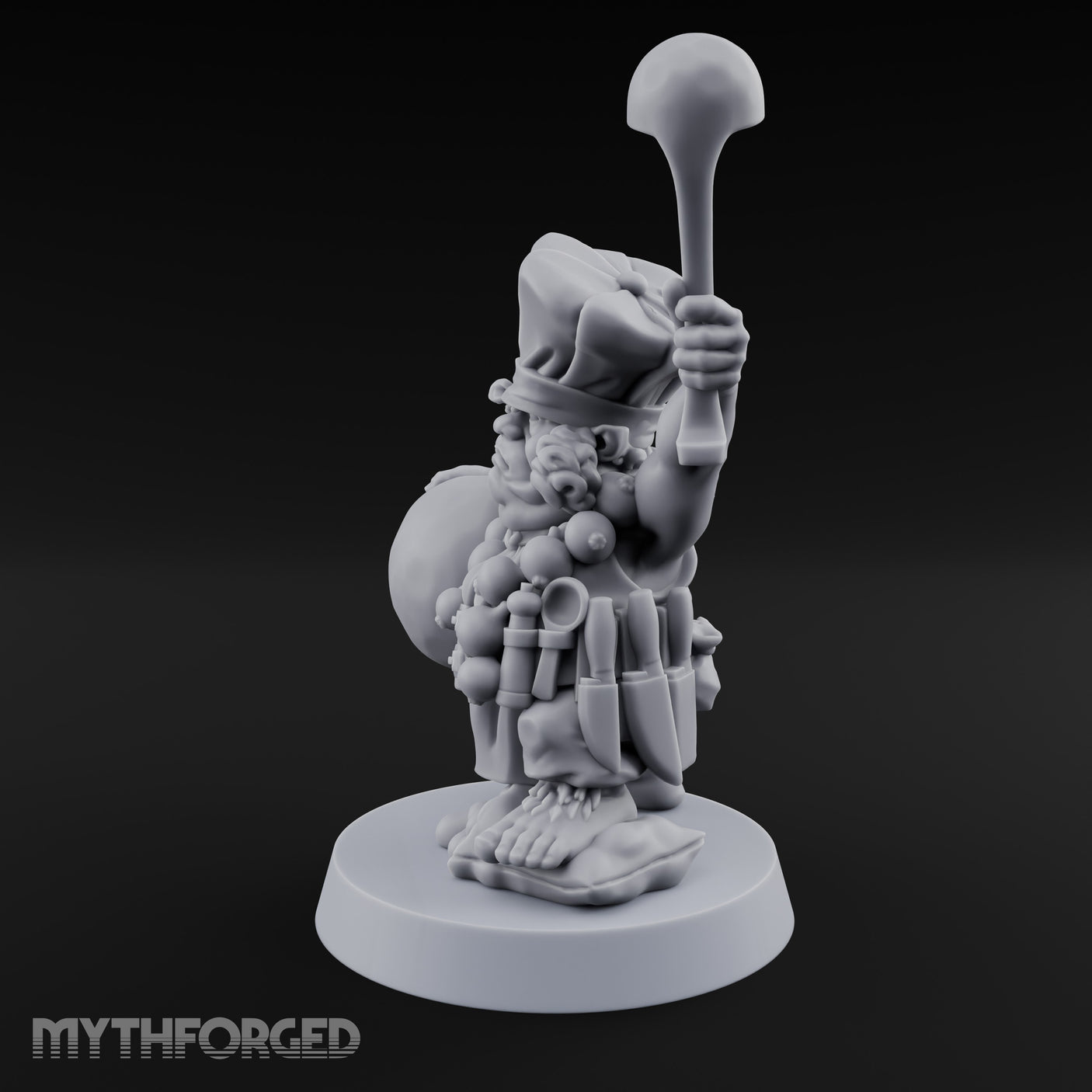 Ladle Brandishing Goblin Chef Miniature for Dungeons and Dragons, Pathfinder or other TTRPGs