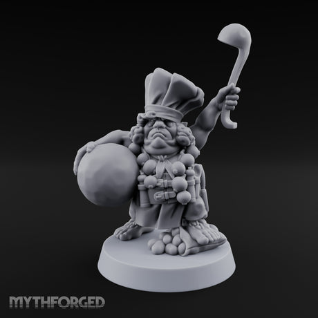 Ladle Brandishing Goblin Chef Miniature for Dungeons and Dragons, Pathfinder or other TTRPGs