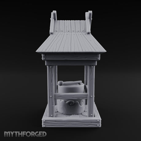 Ladle-Stirred Overflowing-Bowled Covered Water Well Miniature for Dungeons and Dragons, Pathfinder or other TTRPGs