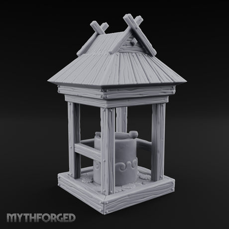 Ladle-Stirred Overflowing-Bowled Covered Water Well Miniature for Dungeons and Dragons, Pathfinder or other TTRPGs