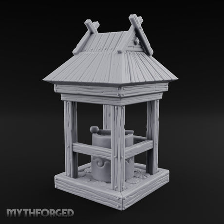 Ladle-Stirred Overflowing-Bowled Covered Water Well Miniature for Dungeons and Dragons, Pathfinder or other TTRPGs