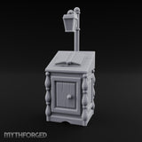 Lamp-Posted Open-Booked Noble Bedside Cabinet Miniature for Dungeons and Dragons, Pathfinder or other TTRPGs