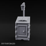 Lamp-Posted Open-Booked Noble Bedside Cabinet Miniature for Dungeons and Dragons, Pathfinder or other TTRPGs