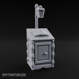 Lamp-Posted Open-Booked Noble Bedside Cabinet Miniature for Dungeons and Dragons, Pathfinder or other TTRPGs