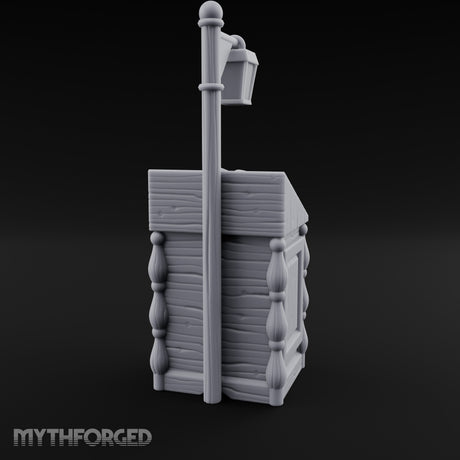 Lamp-Posted Open-Booked Noble Bedside Cabinet Miniature for Dungeons and Dragons, Pathfinder or other TTRPGs