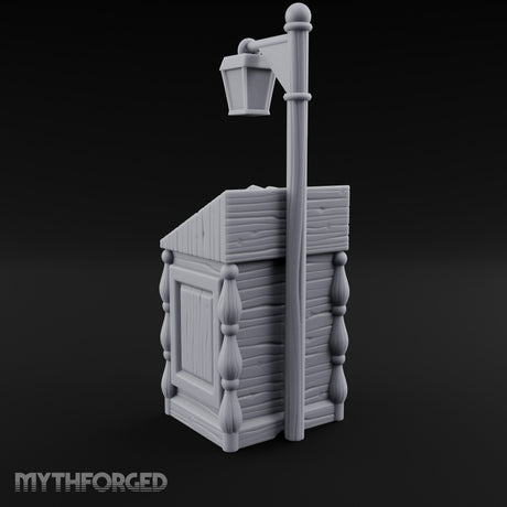 Lamp-Posted Open-Booked Noble Bedside Cabinet Miniature for Dungeons and Dragons, Pathfinder or other TTRPGs