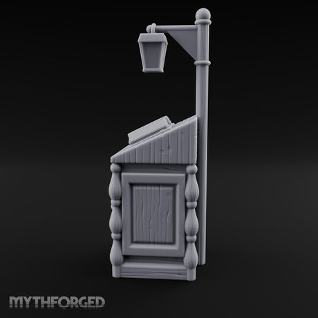 Lamp-Posted Open-Booked Noble Bedside Cabinet Miniature for Dungeons and Dragons, Pathfinder or other TTRPGs