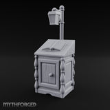 Lamp-Posted Open-Booked Noble Bedside Cabinet Miniature for Dungeons and Dragons, Pathfinder or other TTRPGs