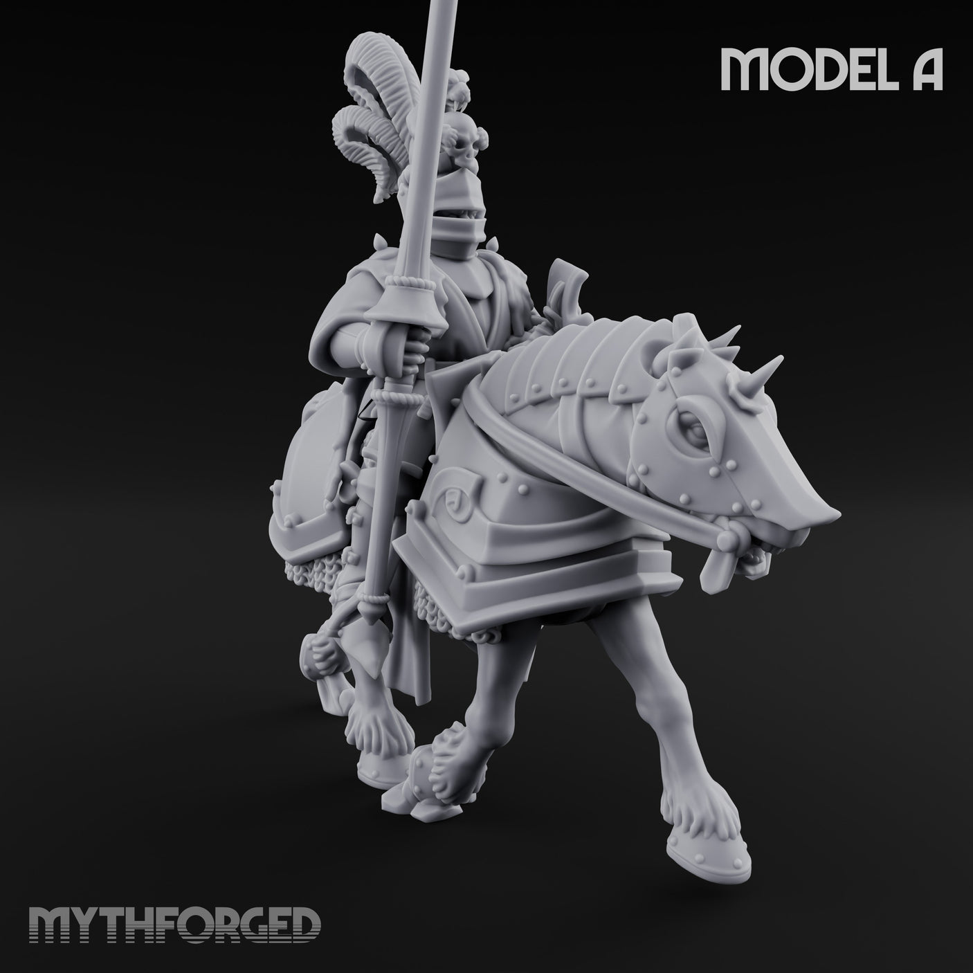 Lance And Sword Charging Human Knight on Horseback A Miniature for Dungeons and Dragons, Pathfinder or other TTRPGs