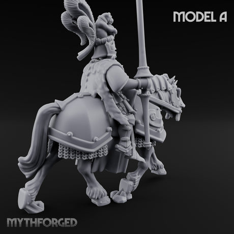 Lance And Sword Charging Human Knight on Horseback A Miniature for Dungeons and Dragons, Pathfinder or other TTRPGs