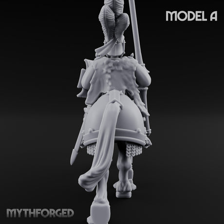 Lance And Sword Charging Human Knight on Horseback A Miniature for Dungeons and Dragons, Pathfinder or other TTRPGs
