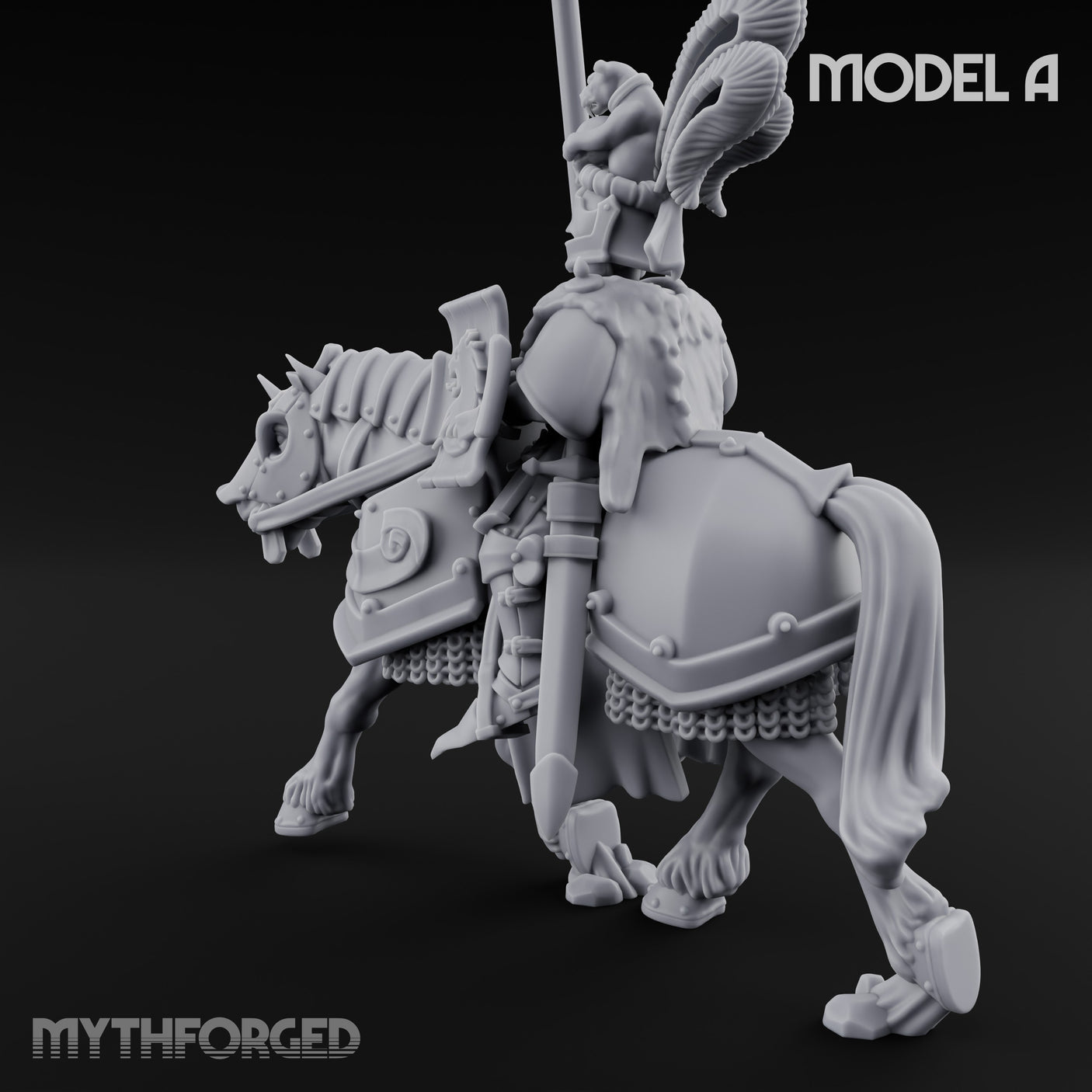 Lance And Sword Charging Human Knight on Horseback A Miniature for Dungeons and Dragons, Pathfinder or other TTRPGs