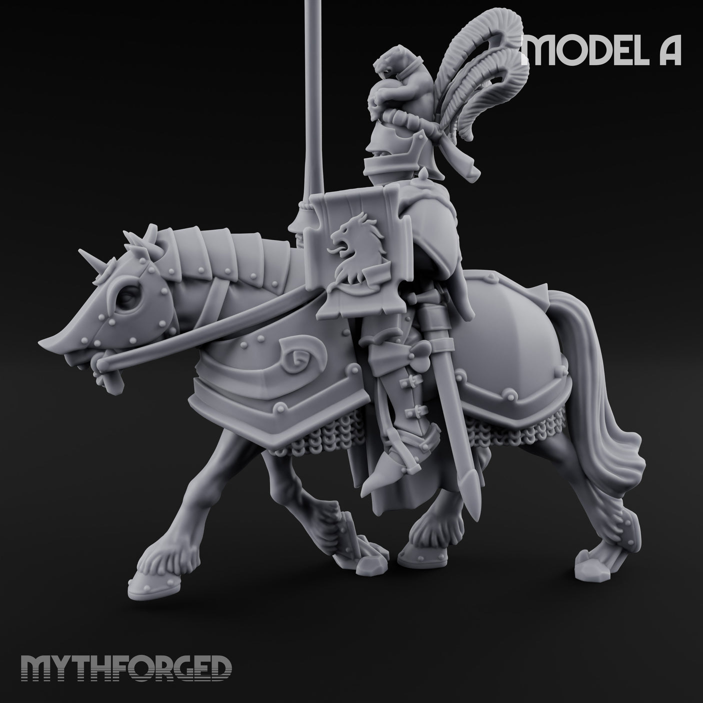 Lance And Sword Charging Human Knight on Horseback A Miniature for Dungeons and Dragons, Pathfinder or other TTRPGs