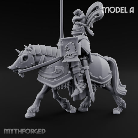 Lance And Sword Charging Human Knight on Horseback A Miniature for Dungeons and Dragons, Pathfinder or other TTRPGs