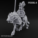 Lance And Sword Charging Human Knight on Horseback A Miniature for Dungeons and Dragons, Pathfinder or other TTRPGs