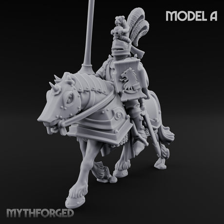 Lance And Sword Charging Human Knight on Horseback A Miniature for Dungeons and Dragons, Pathfinder or other TTRPGs