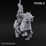 Lance And Sword Charging Human Knight on Horseback B Miniature for Dungeons and Dragons, Pathfinder or other TTRPGs