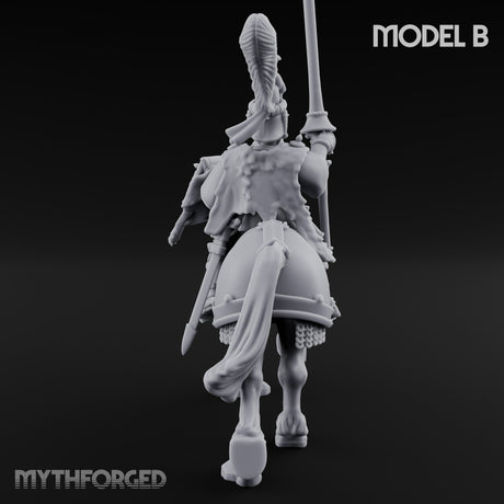 Lance And Sword Charging Human Knight on Horseback B Miniature for Dungeons and Dragons, Pathfinder or other TTRPGs
