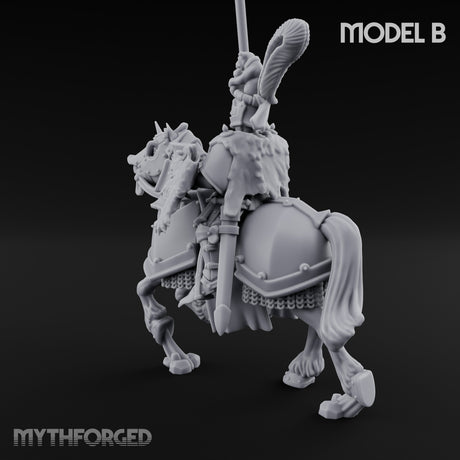Lance And Sword Charging Human Knight on Horseback B Miniature for Dungeons and Dragons, Pathfinder or other TTRPGs