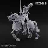 Lance And Sword Charging Human Knight on Horseback B Miniature for Dungeons and Dragons, Pathfinder or other TTRPGs