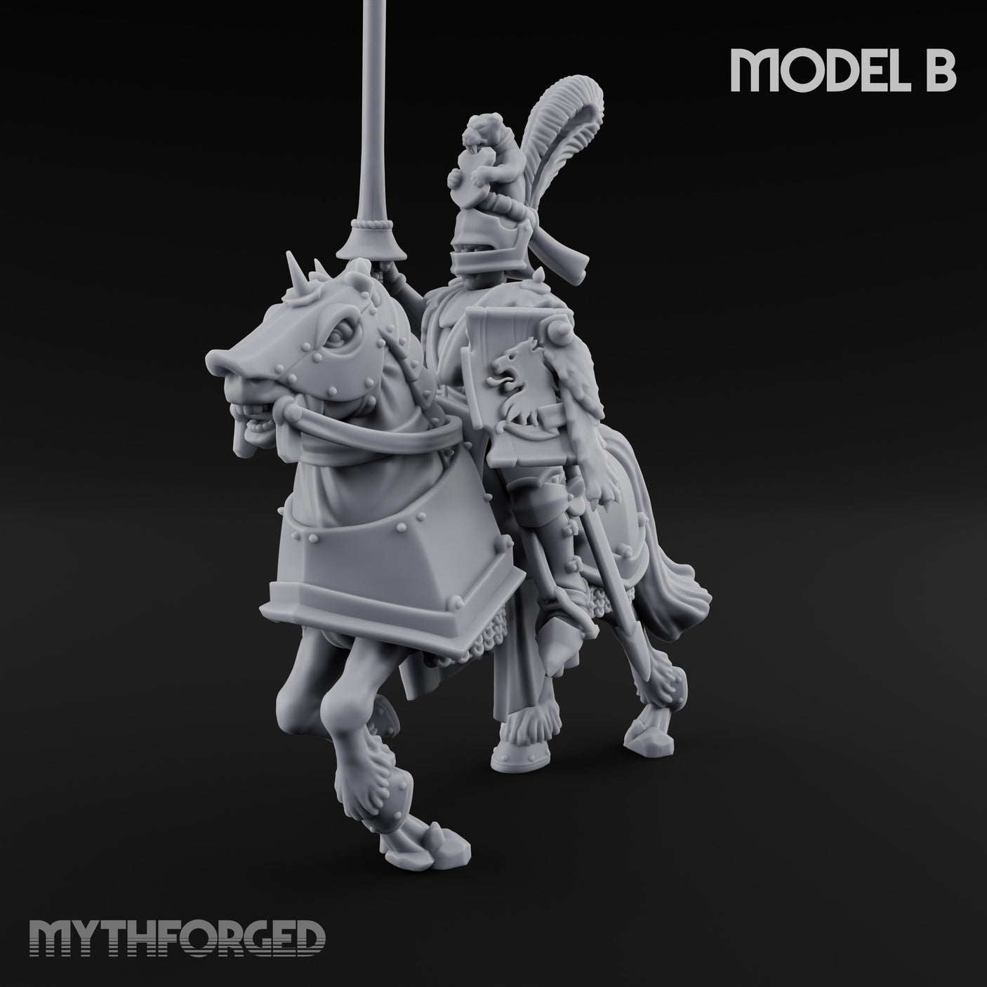 Lance And Sword Charging Human Knight on Horseback B Miniature for Dungeons and Dragons, Pathfinder or other TTRPGs